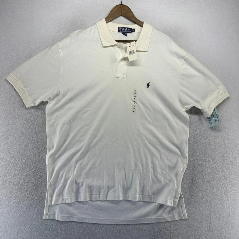 Vintage Ralph Lauren Polo Shirt Men's XL White Classic knit Pony Embroidered NEW